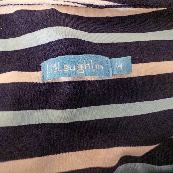 J Mclaughlin Size Medium Dress Nicola Blue Stripe Sheath Knee Length Comfort - Picture 8 of 11